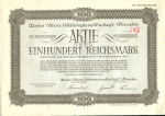 Акция на 100 марок 1926 "Zeiss Iron Aktiengesellschaft, Dresden" (Германия)
