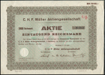 Акция на 1000 марок 1938 "C H F  Muller Aktiengesellschaft" (Германия)