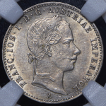 1/4 флорина 1858 (Австрия) (в слабе)