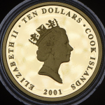 10 долларов 2001 "Дикая природа Азии: Малая колпица" (Острова Кука) (в п/у)