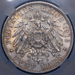 5 марок 1913 (Вюртемберг) (в слабе) F