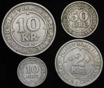 Набор из 4-х монет 1922 "Криолитовые шахты Ивигтут" (Гренландия)