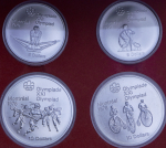 Набор из 4-х сер. монет 1974 "XXI летние Олимпийские игры в Монреале" (Канада) (в п/у)