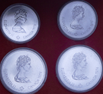 Набор из 4-х сер  монет 1974 "XXI летние Олимпийские игры в Монреале" (Канада) (в п/у)