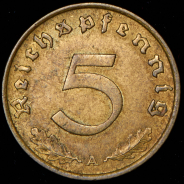 5 пфеннингов 1937 (Германия) А