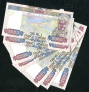 Набор из 10-ти 5000 франков 2012 (Гвинея)