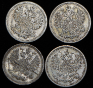 Набор из 4-х сер  монет 5 копеек (Александр III)