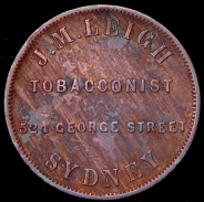 Токен 1 пенни 1862 "J.M. Leigh Tobacconist Sydney" (Австралия)