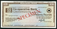 Дорожный чек на 20 фунтов стерлингов  Образец (Co-operative Bank)