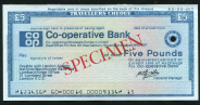 Дорожный чек на 5 фунтов стерлингов  Образец (Co-operative Bank)