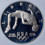 1 доллар 1996 "XXVI летние Олимпийские Игры 1996 года в Атланте: Прыжки в высоту" (США) (в слабе)