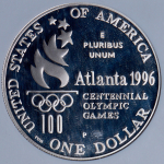 1 доллар 1996 "XXVI летние Олимпийские Игры 1996 года в Атланте: Прыжки в высоту" (США) (в слабе)