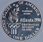 1 доллар 1996 "XXVI летние Олимпийские Игры 1996 года в Атланте: Теннис" (США) (в слабе)