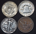 Набор из 4-х сер. монет 1/2 доллара (США)