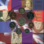 Годовой набор монет Великобритании 2002 (в п/у)