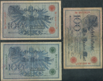 Набор из 3-х бон 1000 марок 1903,1908 (Германия)